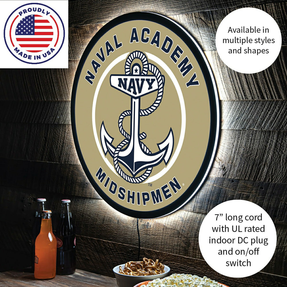 LED Wall Decor, Round, US Naval Academy - Collegiate Home
