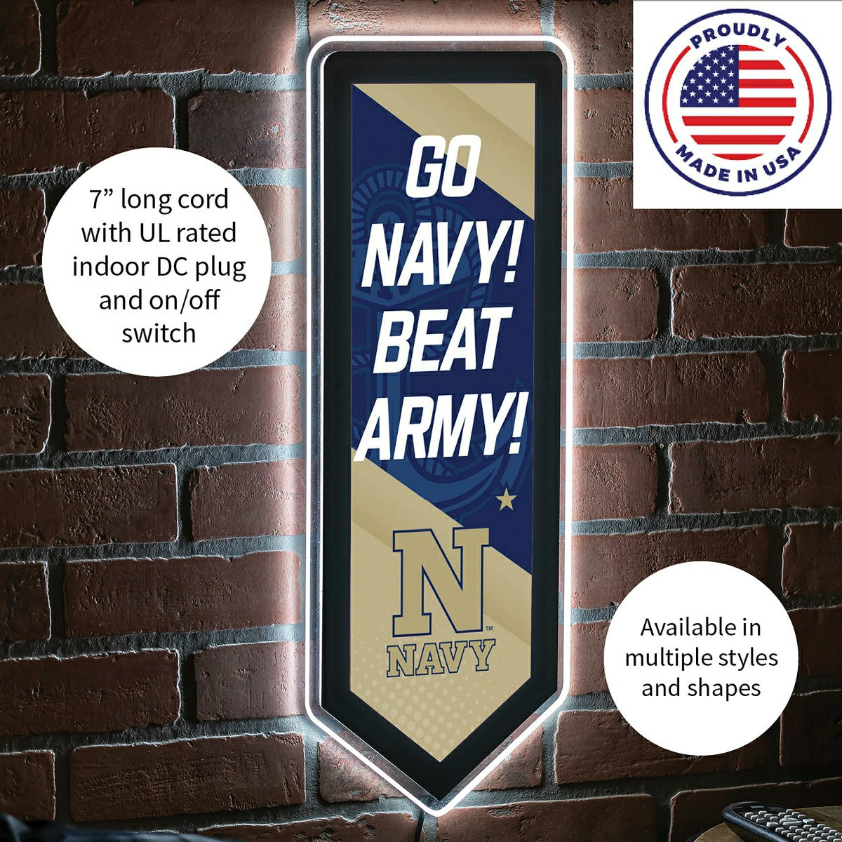 LED Wall Decor, Pennant, US Naval Academy - Collegiate Home