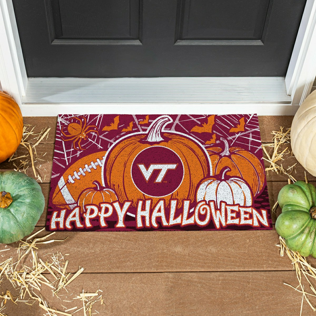 Virginia Tech Halloween PVC Mat, 28"x16" - Collegiate