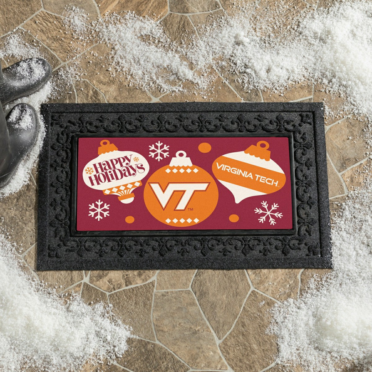 Virginia Tech Holiday Flocked Coir Sassafras Switch Mat, 22"x10" - Collegiate