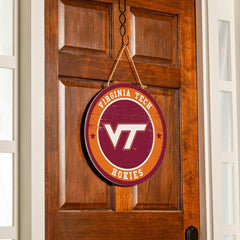 Virginia Tech Round Door Décor with Hanging Rope, 18x18 - Collegiate Home