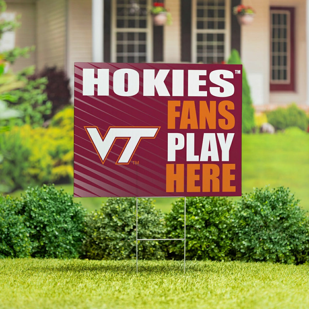 Virginia Tech Coroplast Yard Sign "Fans Play Here" - Collegiate Home