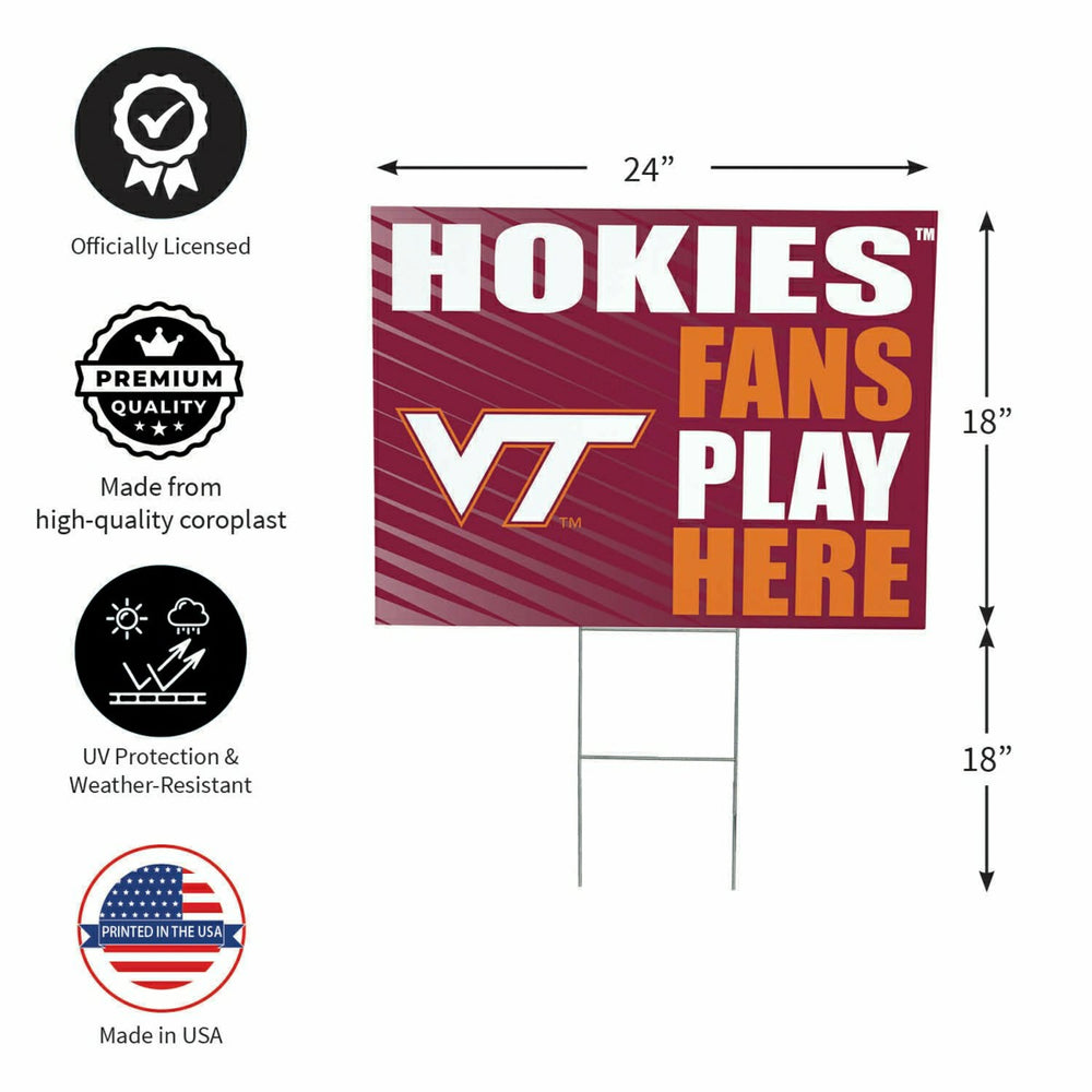 Virginia Tech Coroplast Yard Sign "Fans Play Here" - Collegiate Home