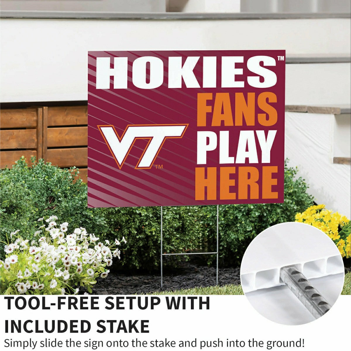 Virginia Tech Coroplast Yard Sign "Fans Play Here" - Collegiate Home
