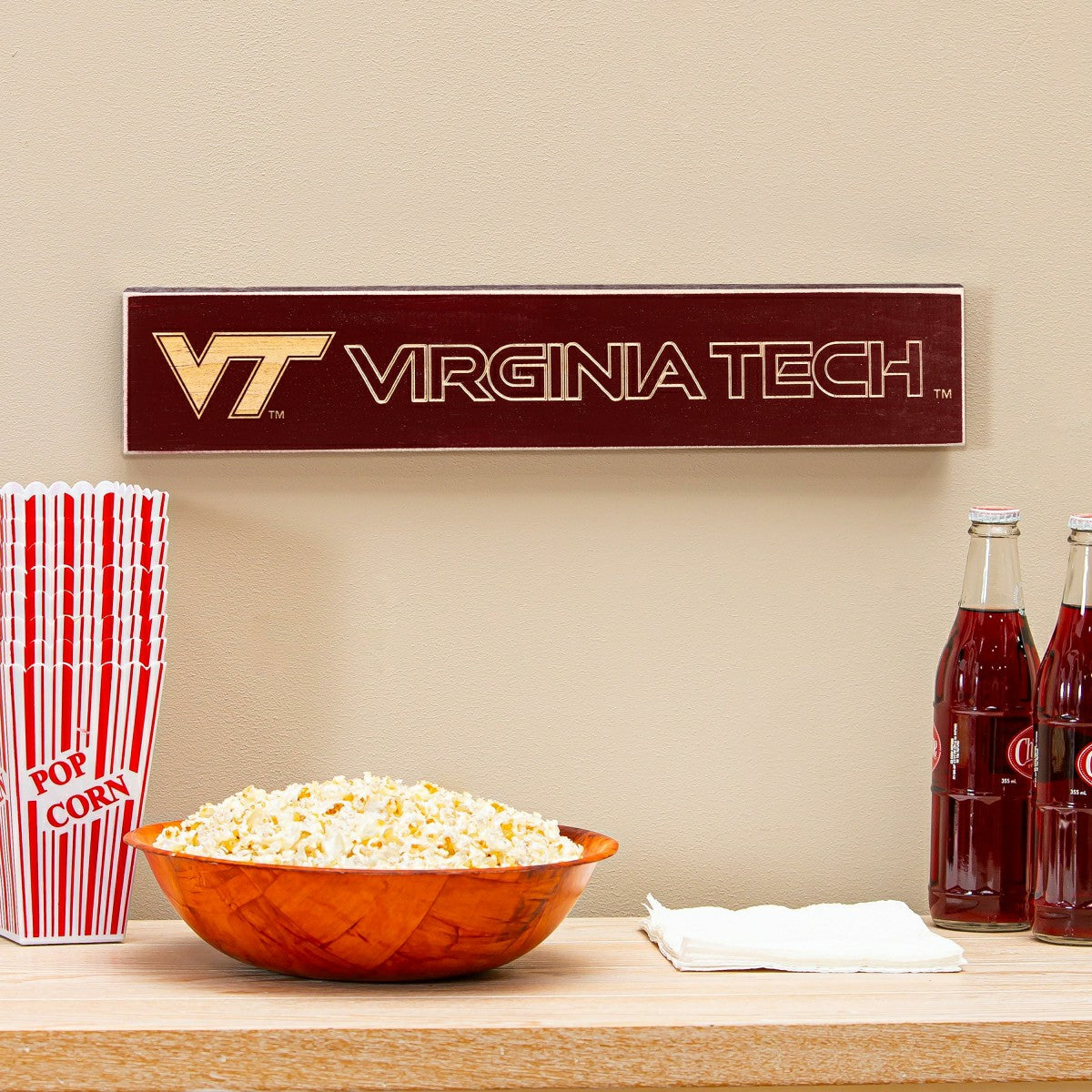 Virginia Tech Engraved Wood Sign, 3.5" x 18" - Collegiate Home