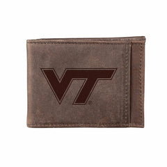 Front Pocket Wallet w/ RFID Blocking, Virginia Tech, Brown - Collegiate Home