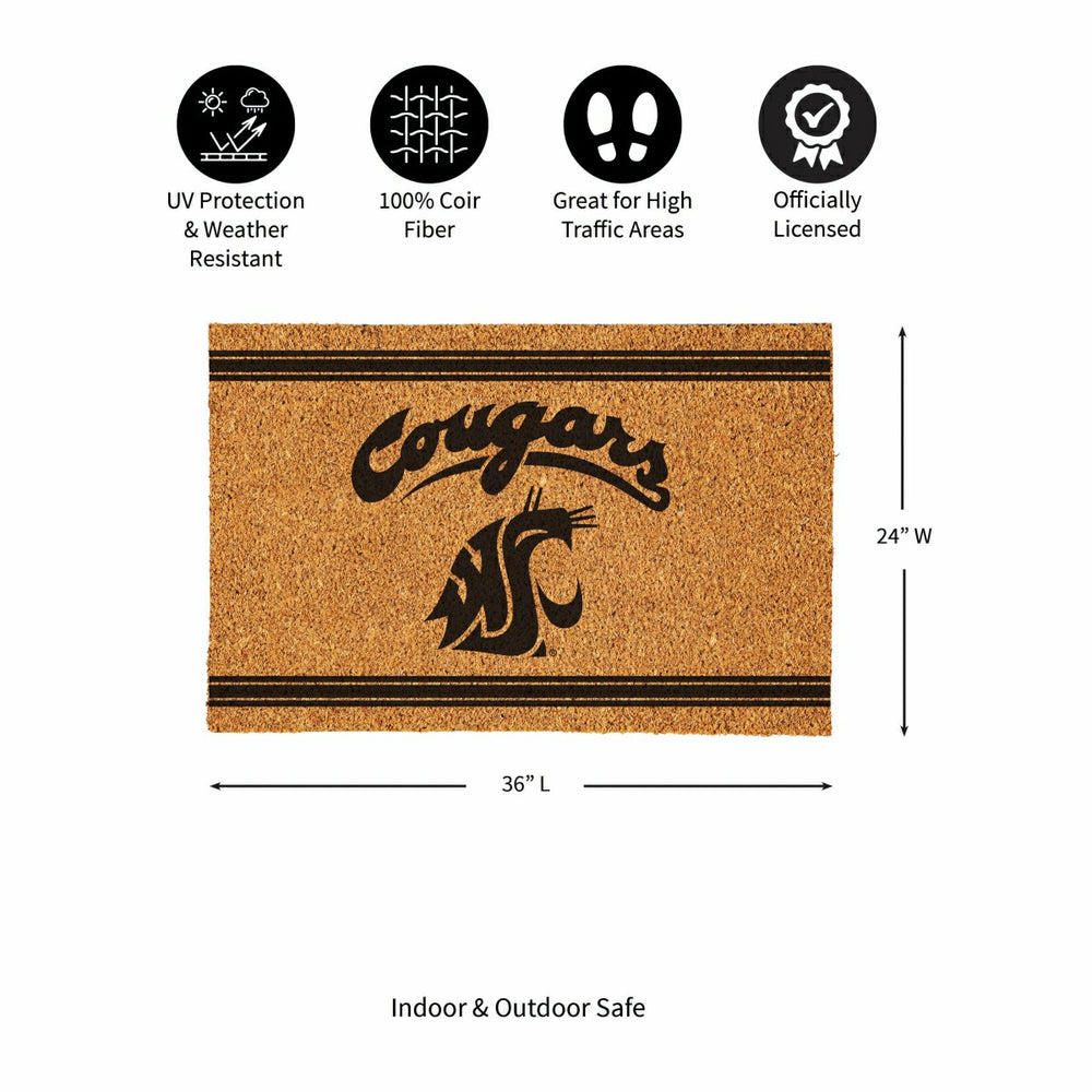 Washington State University Large One Color Coir Mat, 36"x24" - Collegiate