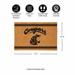 Washington State University Large One Color Coir Mat, 36"x24" - Collegiate