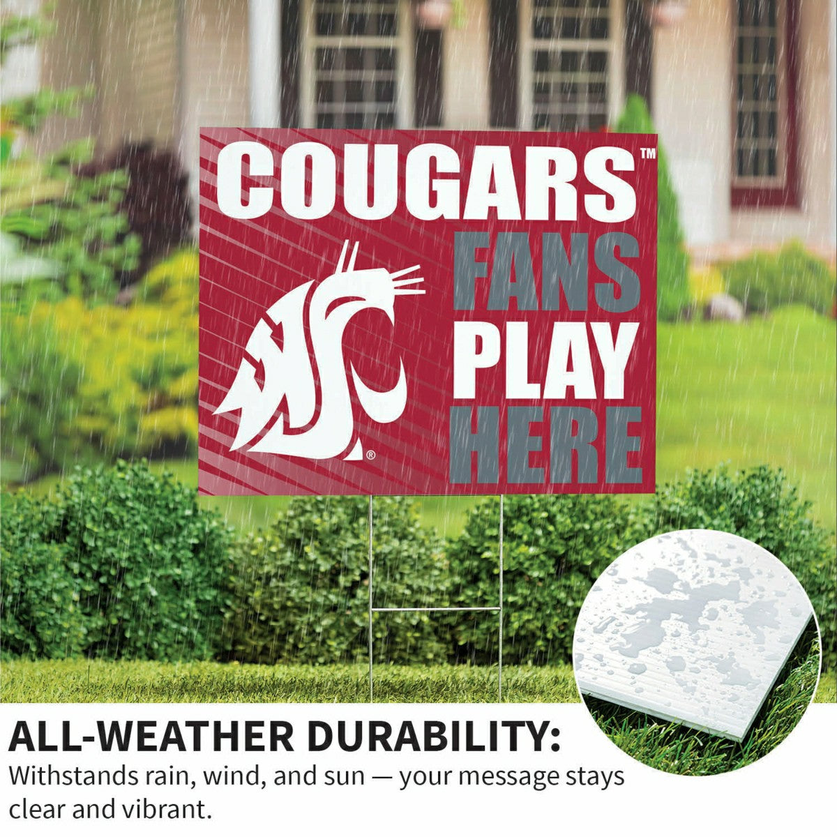 Washington State University Coroplast Yard Sign "Fans Play Here" - Collegiate Home