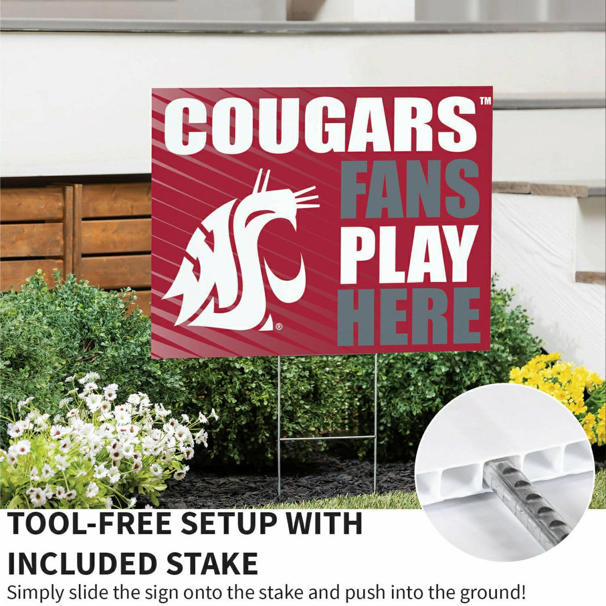 Washington State University Coroplast Yard Sign "Fans Play Here" - Collegiate Home