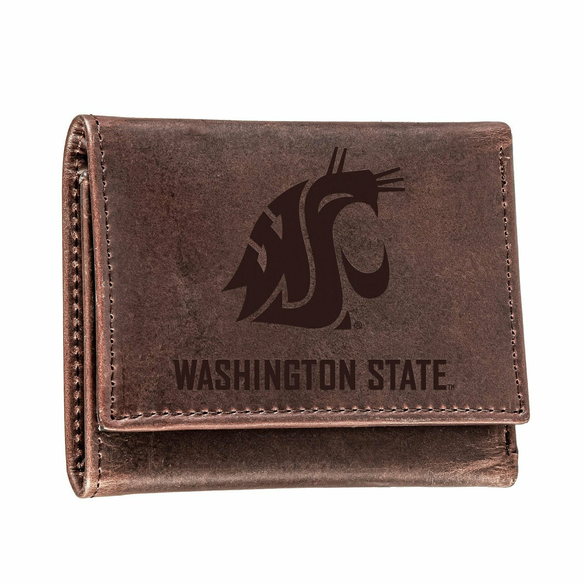 Washington State University, Tri-Fold Wallet, Brown, CH, 100% Genuine  - Collegiate Home