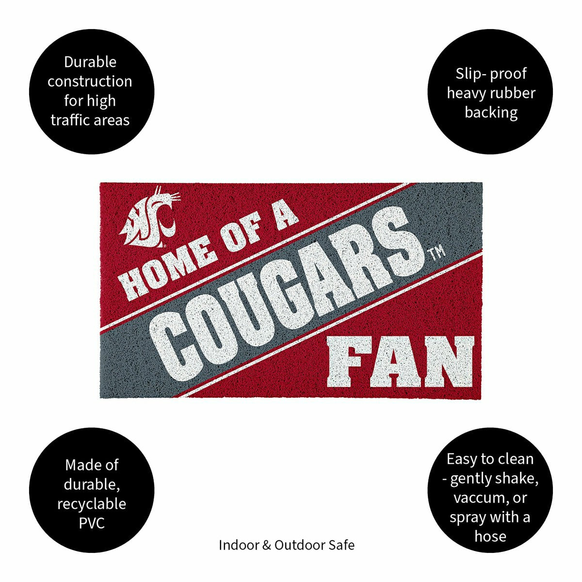 Washington State University, PVC Mat COLOR, Home of a Fan - Collegiate