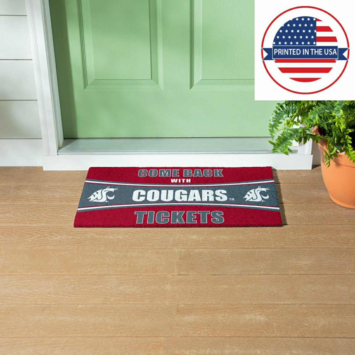 28" x 16" PVC Trapper Mat, Come Back with Tickets, Washington State Un - Collegiate