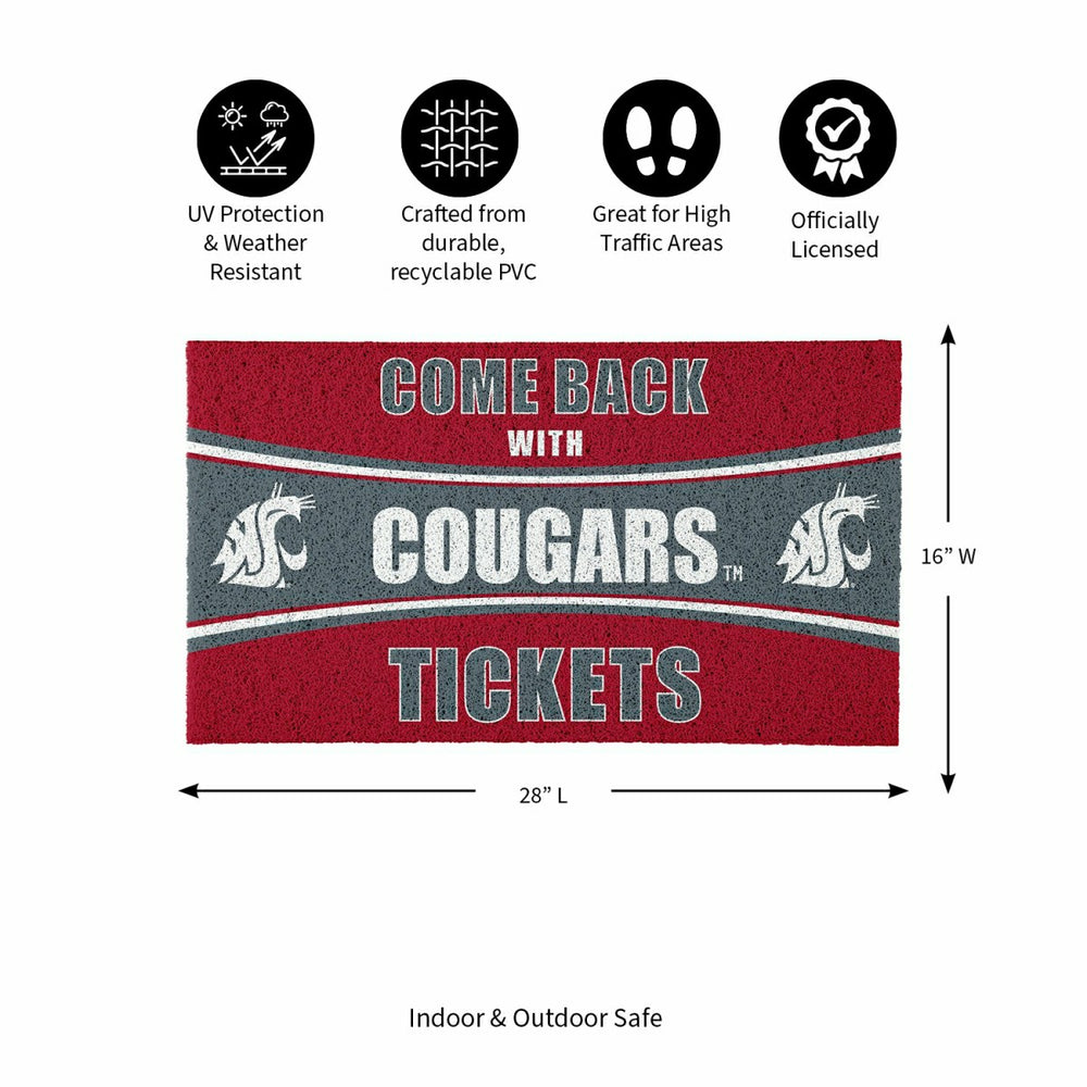 28" x 16" PVC Trapper Mat, Come Back with Tickets, Washington State Un - Collegiate