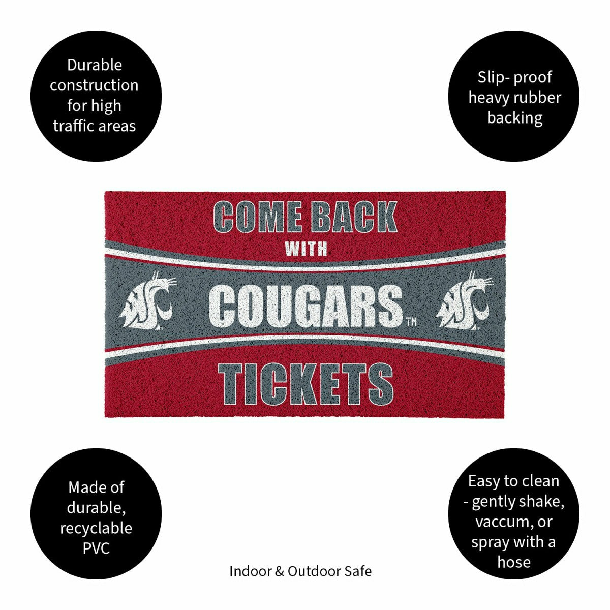 28" x 16" PVC Trapper Mat, Come Back with Tickets, Washington State Un - Collegiate