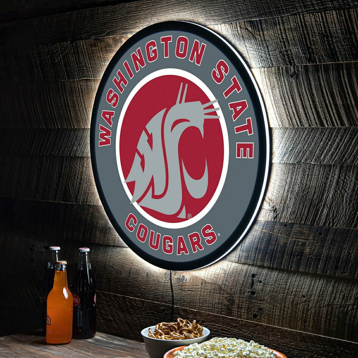 LED Wall Decor, Round, Washington State University - Collegiate Home