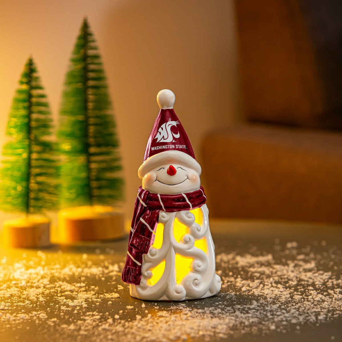 Washington State University Snowman LED Statuary, 8" - Collegiate Home