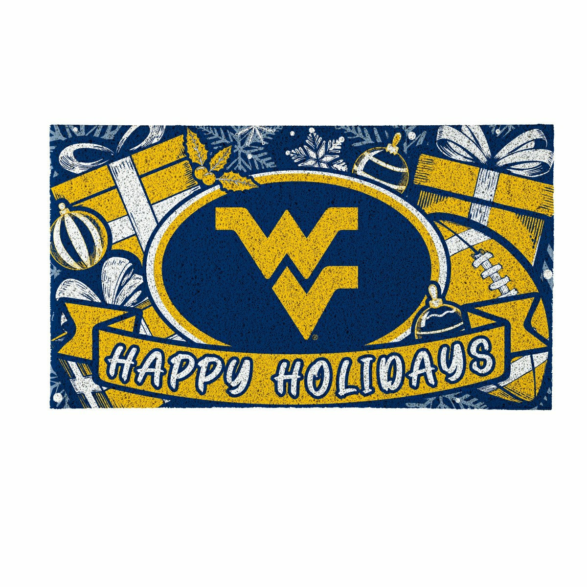 West Virginia University Holiday PVC Mat, 28"x16" - Collegiate