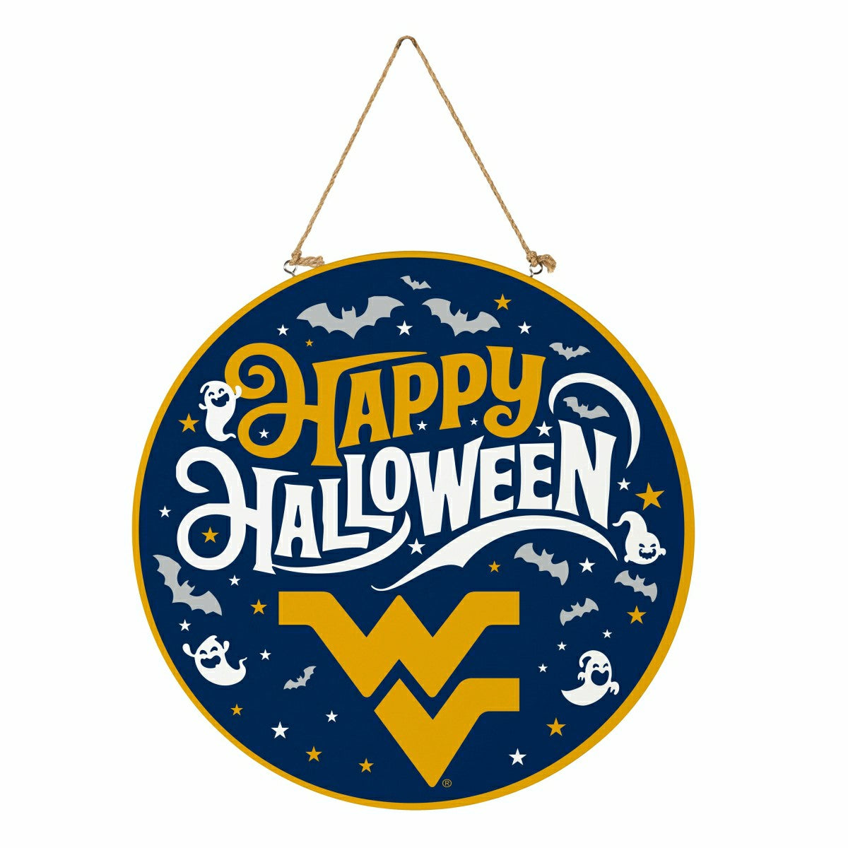 West Virginia University Halloween Round Door Décor with Hanging Rope, - Collegiate Home