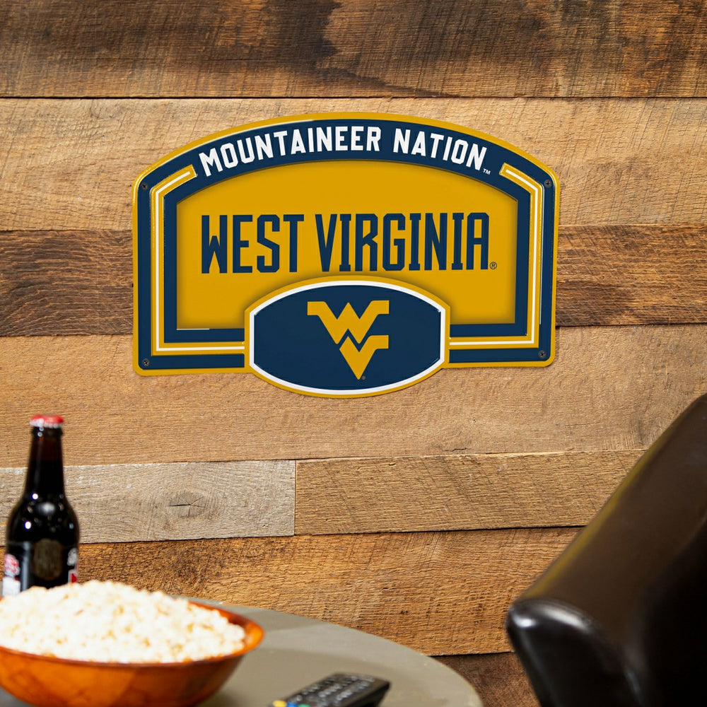 West Virginia University USA Embossed Steel Wall Sign, 11" x 17" - Collegiate Home