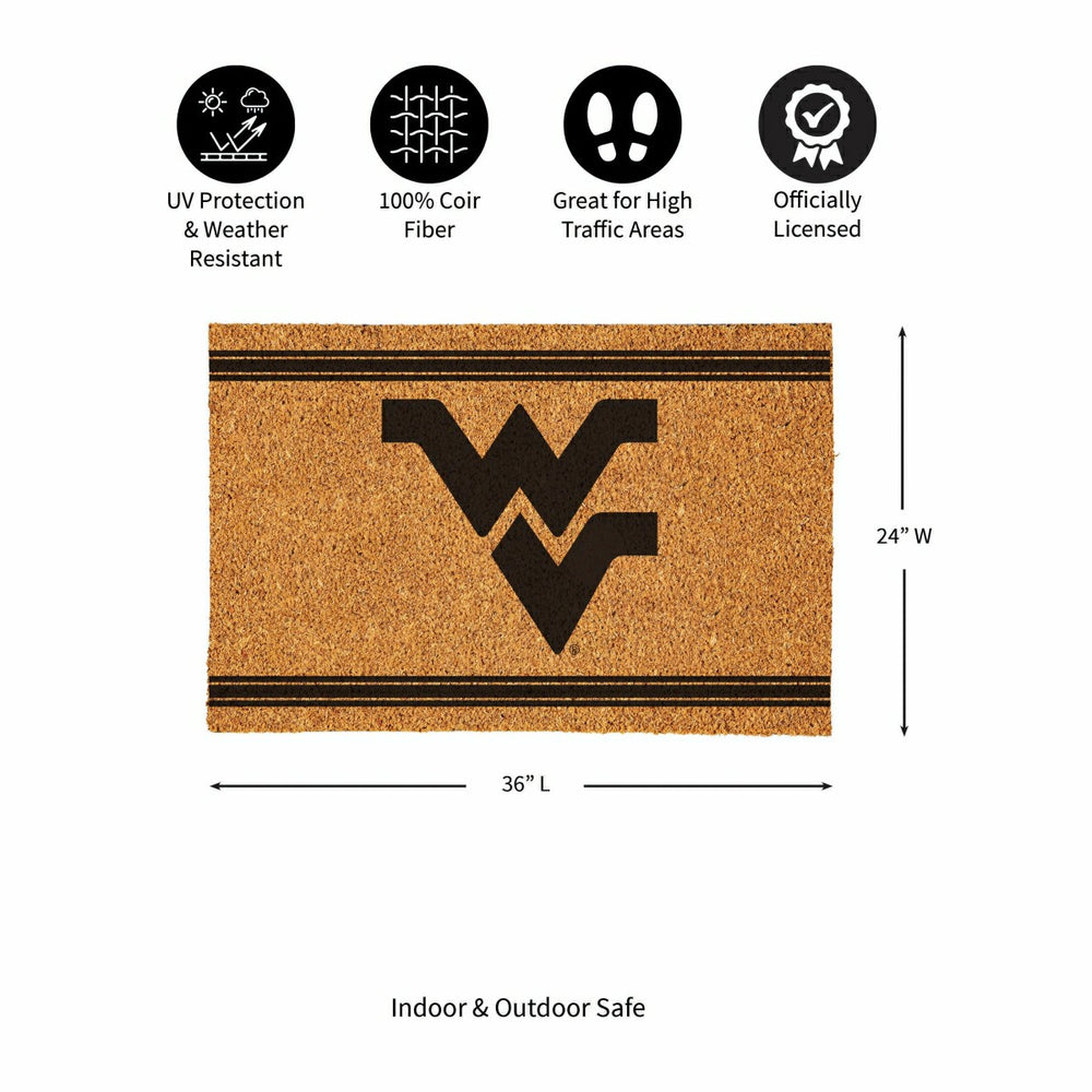 West Virginia University Large One Color Coir Mat, 36"x24" - Collegiate