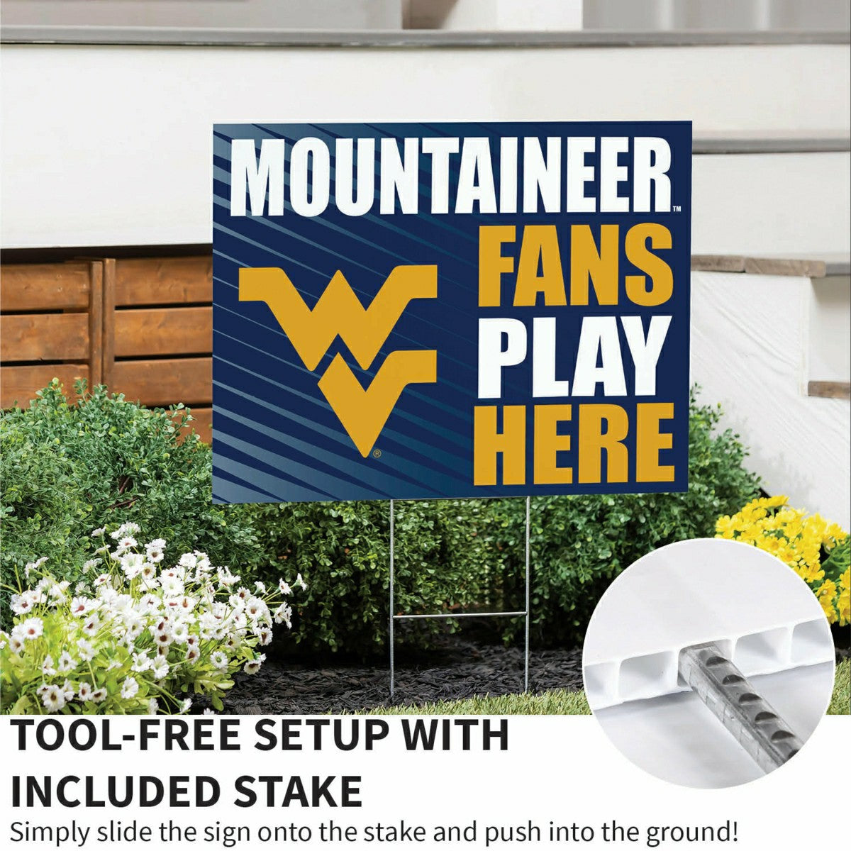 West Virginia University Coroplast Yard Sign "Fans Play Here" - Collegiate Home