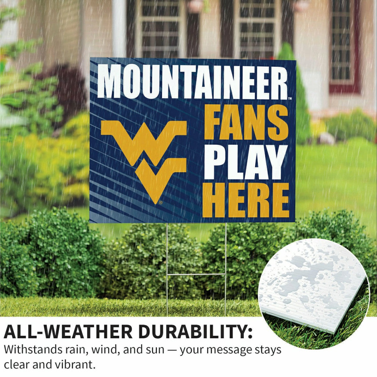 West Virginia University Coroplast Yard Sign "Fans Play Here" - Collegiate Home