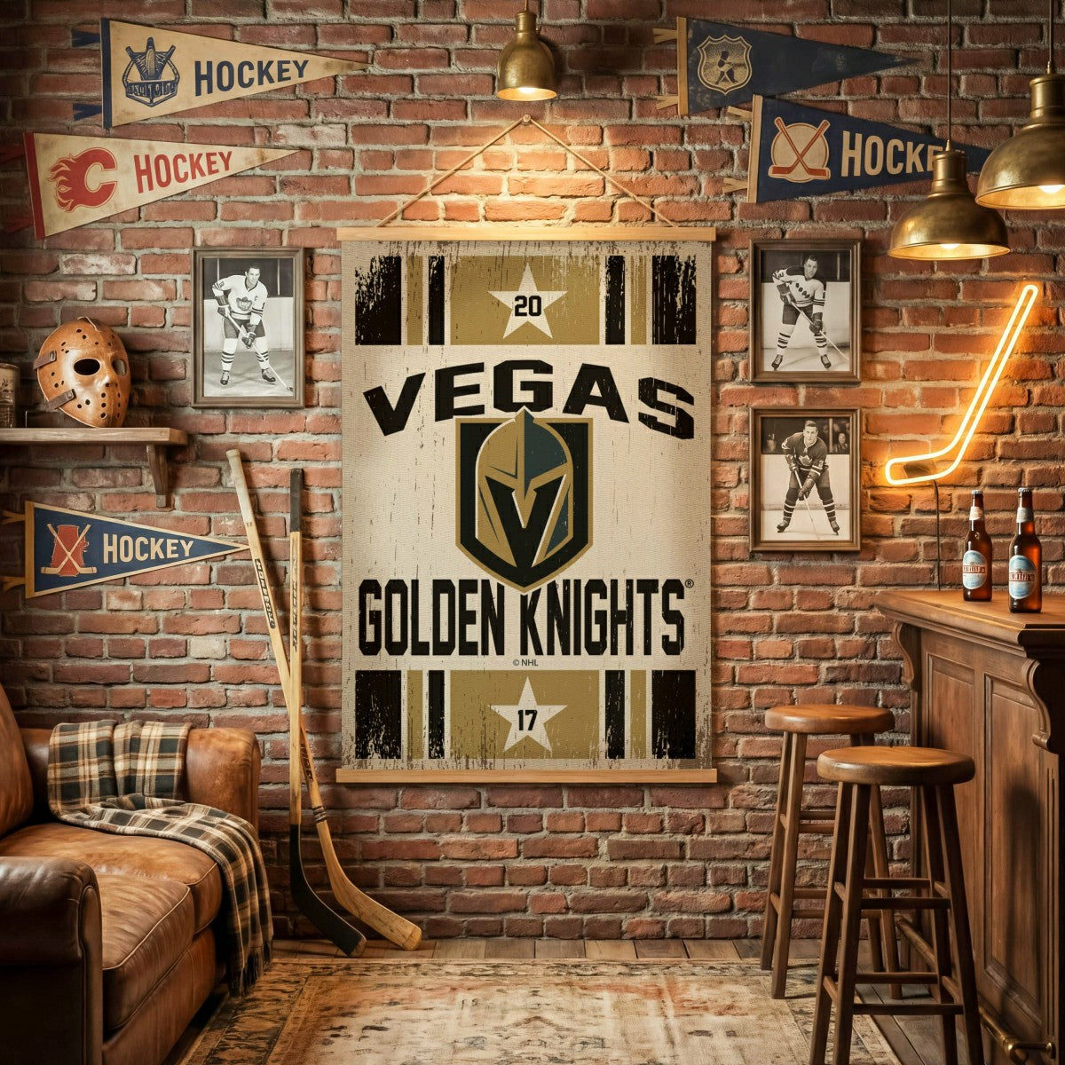 Vegas Golden Knights, Canvas Wall Tapestry, Large, 54x36 - Home