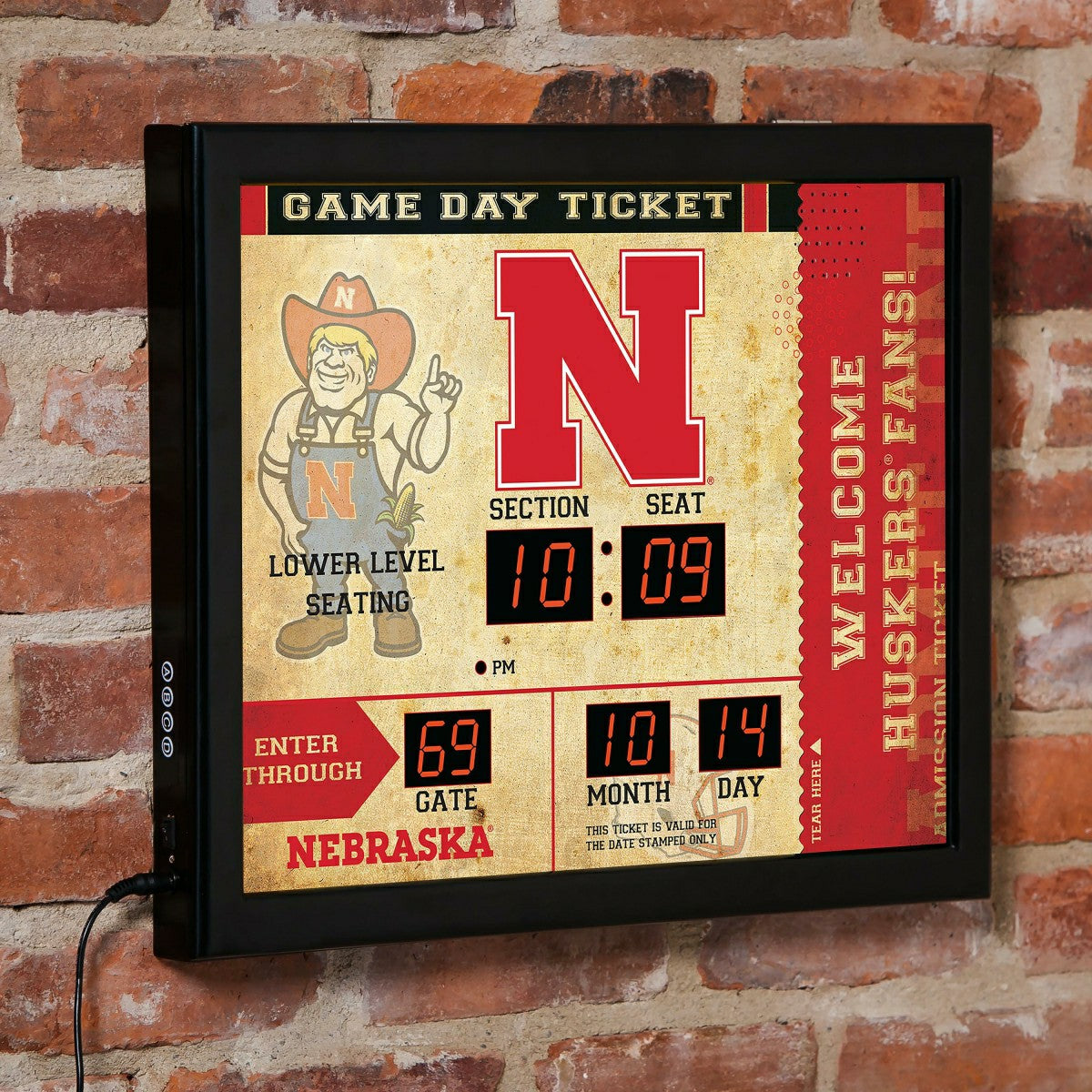 Scoreboard Wall Clock, Nebraska - Home Collegiate