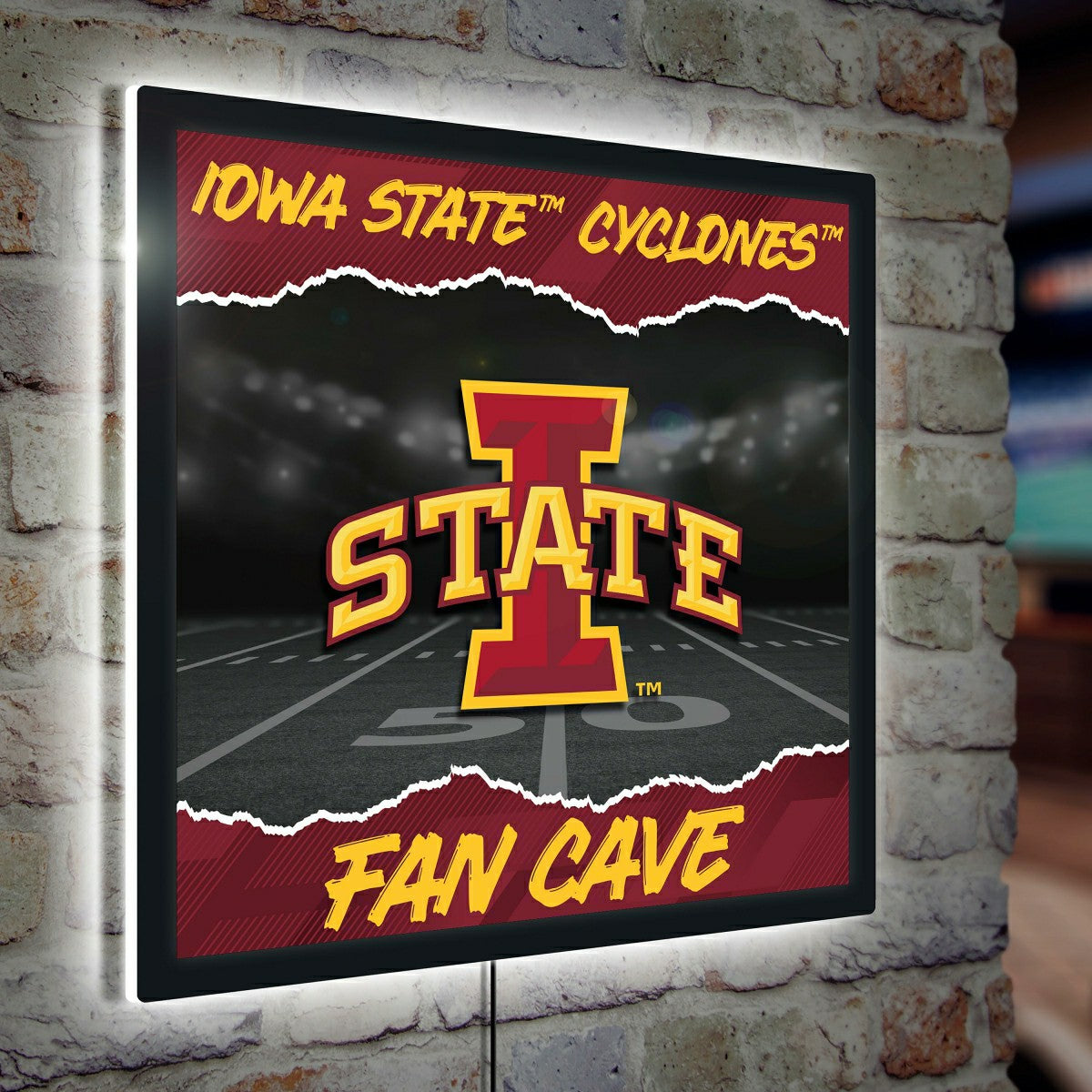 Iowa State University 23"H x 23"L LED Wall Decor, Edgelite, Square - Home Collegiate