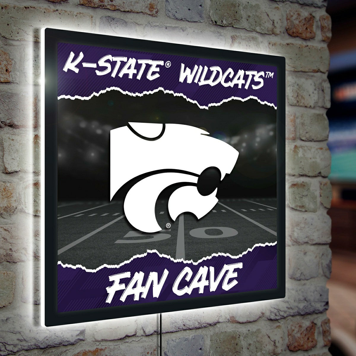 Kansas State University 23"H x 23"L LED Wall Decor, Edgelite, Square - Home Collegiate
