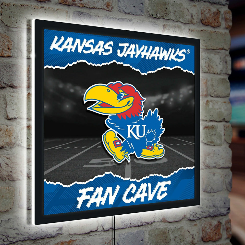 University of Kansas 23"H x 23"L LED Wall Decor, Edgelite, Square - Home Collegiate