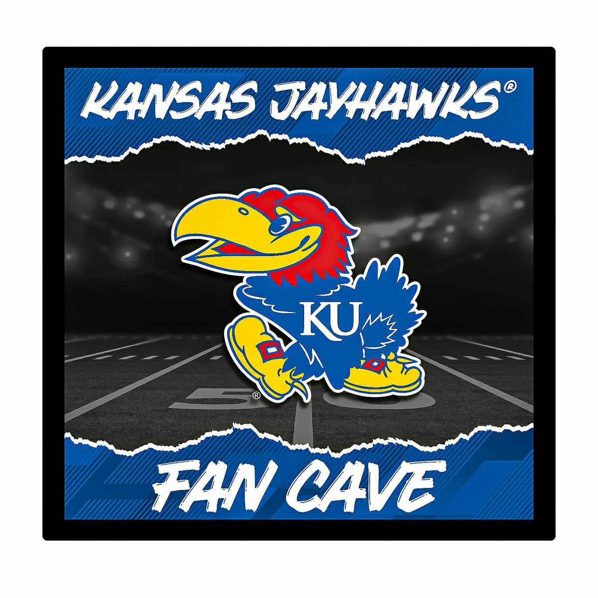 University of Kansas 23"H x 23"L LED Wall Decor, Edgelite, Square - Home Collegiate