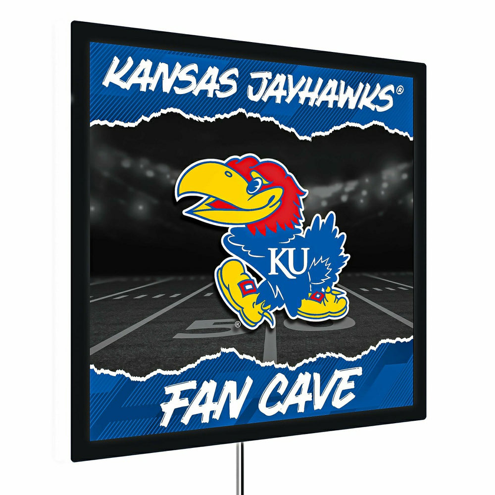 University of Kansas 23"H x 23"L LED Wall Decor, Edgelite, Square - Home Collegiate