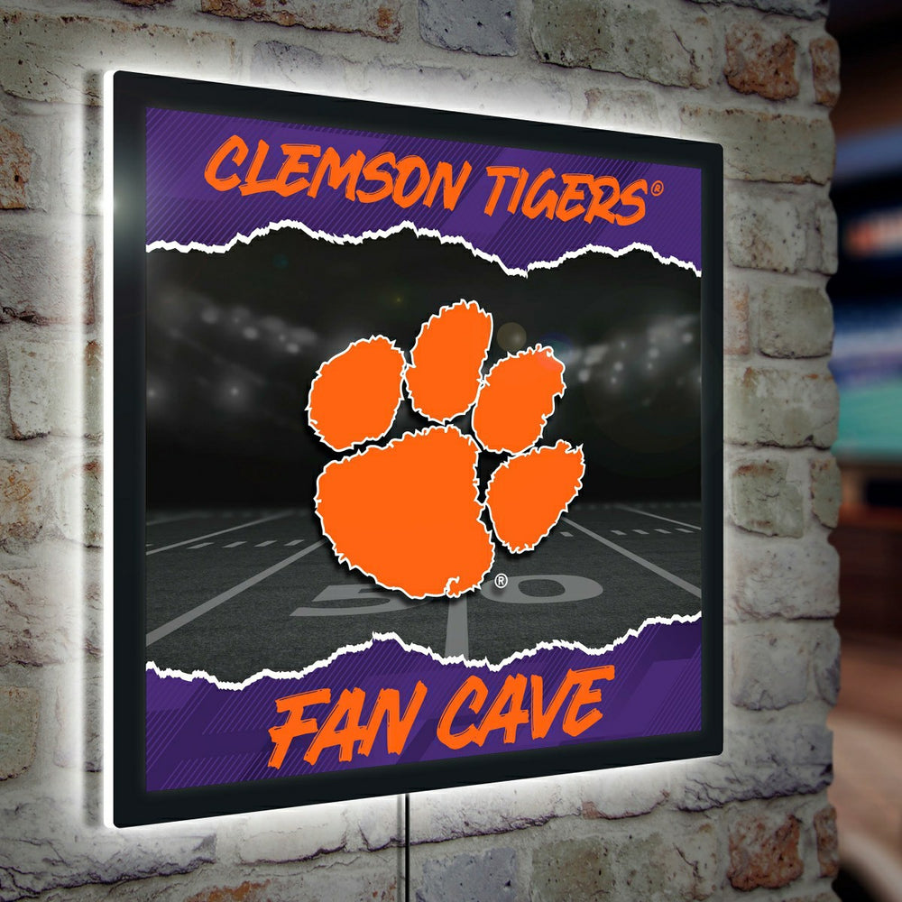 Clemson University 23"H x 23"L LED Wall Decor, Edgelite, Square - Home Collegiate