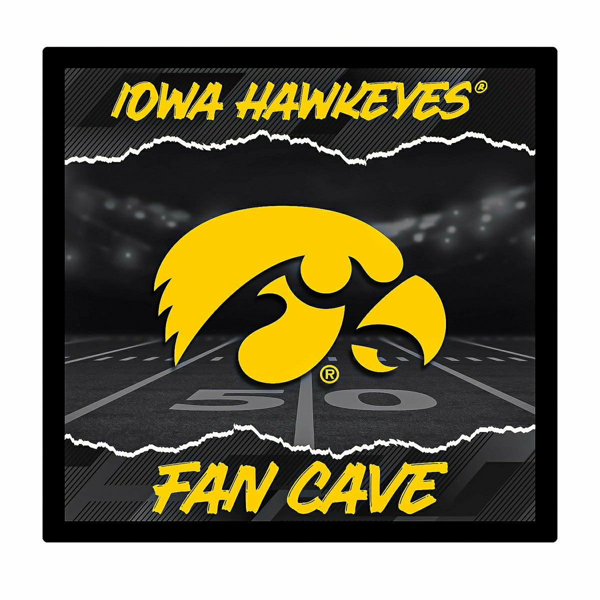 University of Iowa 23"H x 23"L LED Wall Decor, Edgelite, Square - Home Collegiate