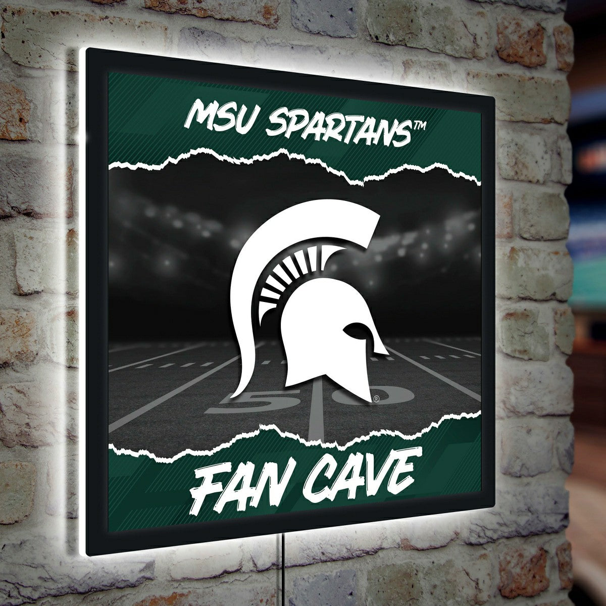 Michigan State University 23"H x 23"L LED Wall Decor, Edgelite, Square - Home Collegiate