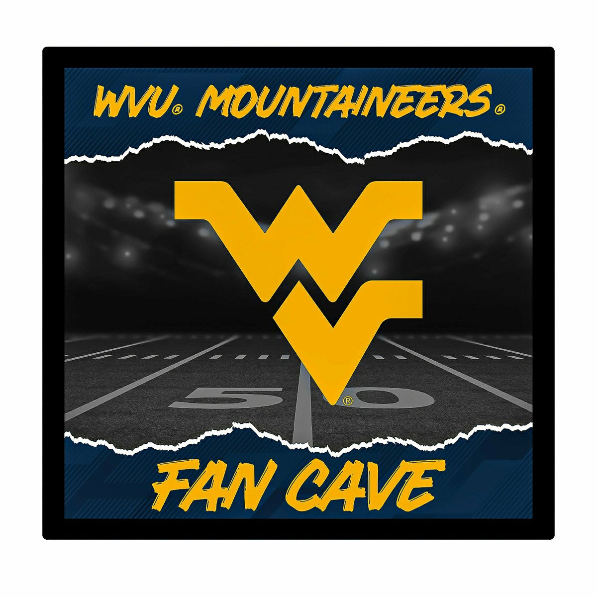 West Virginia University 23"H x 23"L LED Wall Decor, Edgelite, Square - Home Collegiate