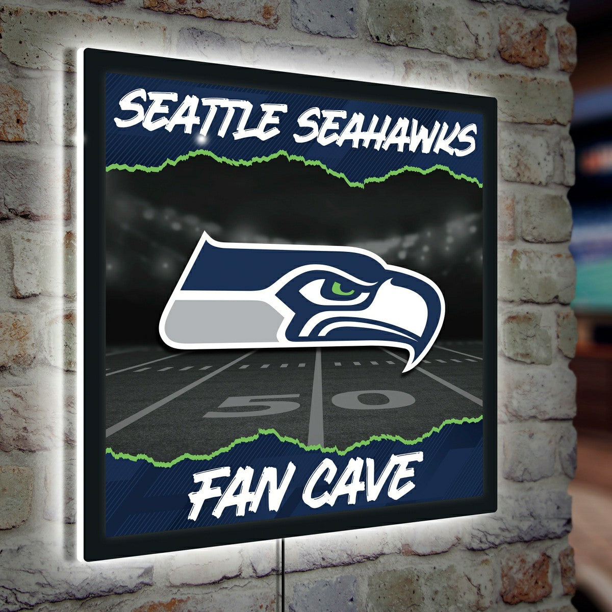 Seattle Seahawks 23"H x 23"L LED Wall Decor, Edgelite, Square - Home NFL