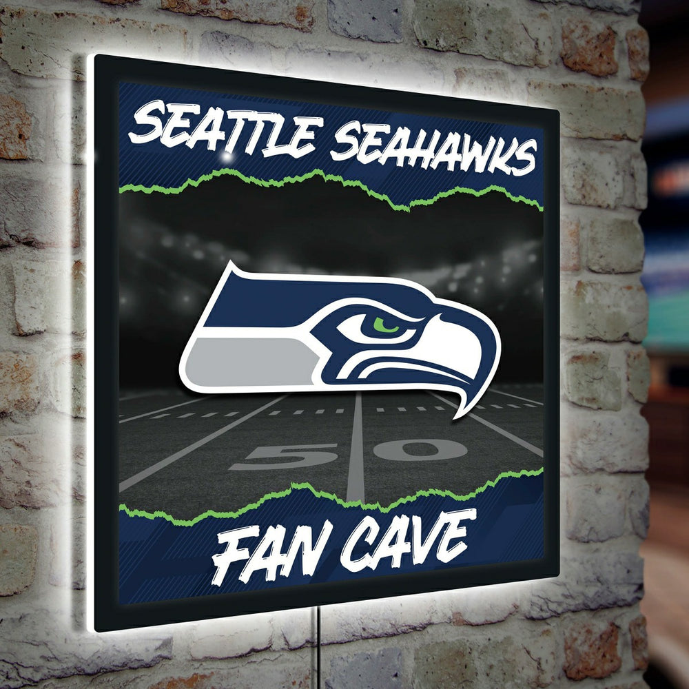 Seattle Seahawks 23"H x 23"L LED Wall Decor, Edgelite, Square - Home NFL