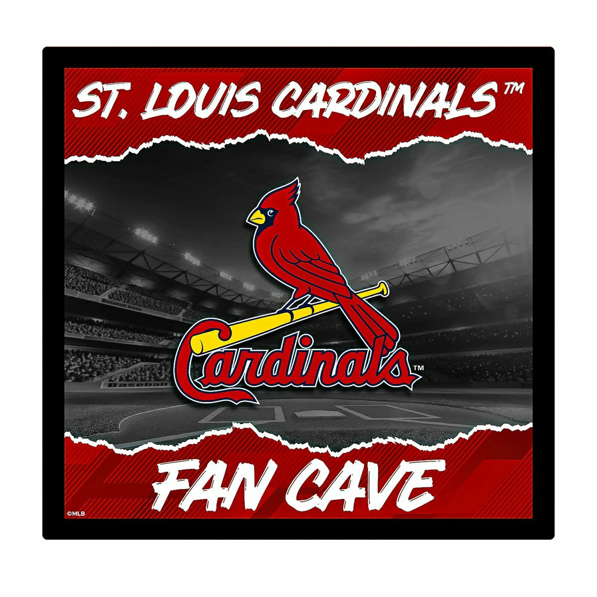 St Louis Cardinals 23"H x 23"L LED Wall Decor, Edgelite, Square - Home MLB