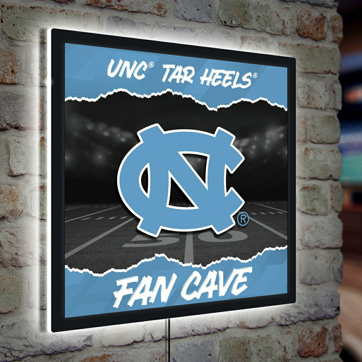 University of North Carolina 23"H x 23"L LED Wall Decor, Edgelite, Squ - Home Collegiate