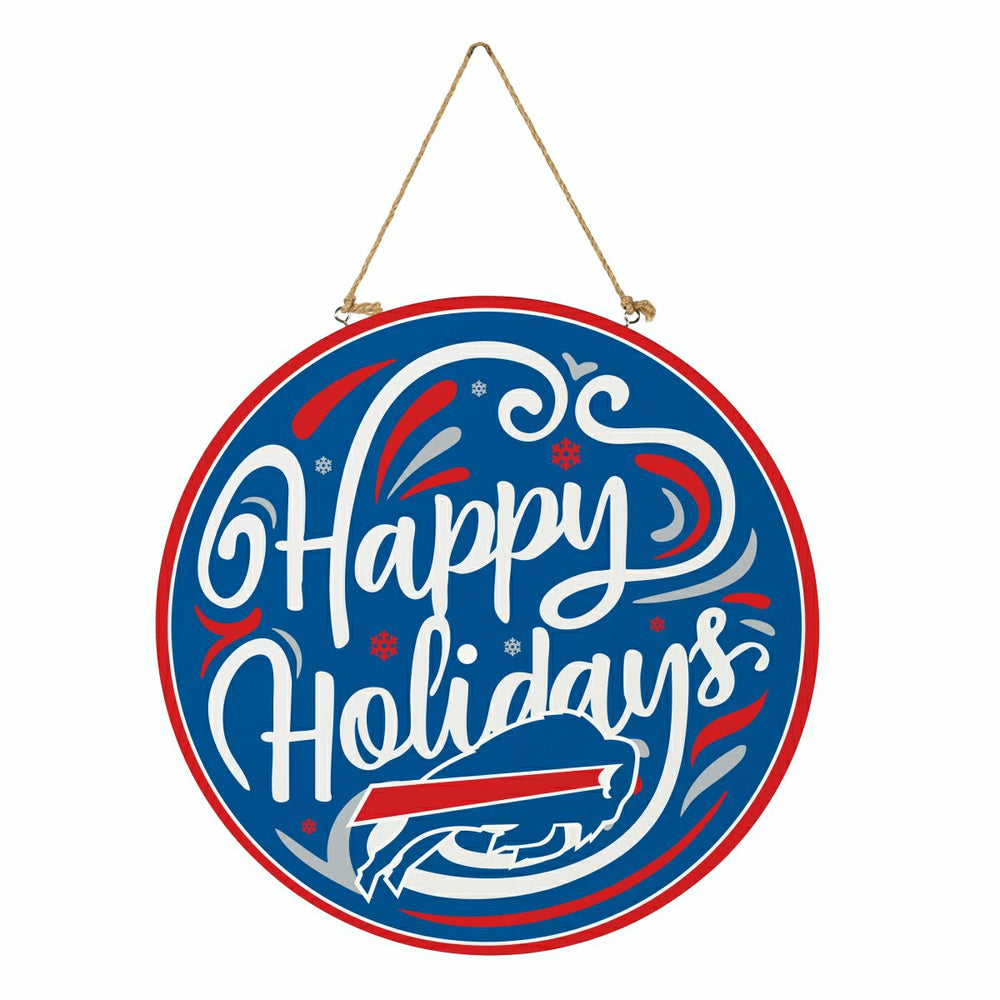 Buffalo Bills Holiday Round Door Décor with Hanging Rope, 18x18 - NFL Home