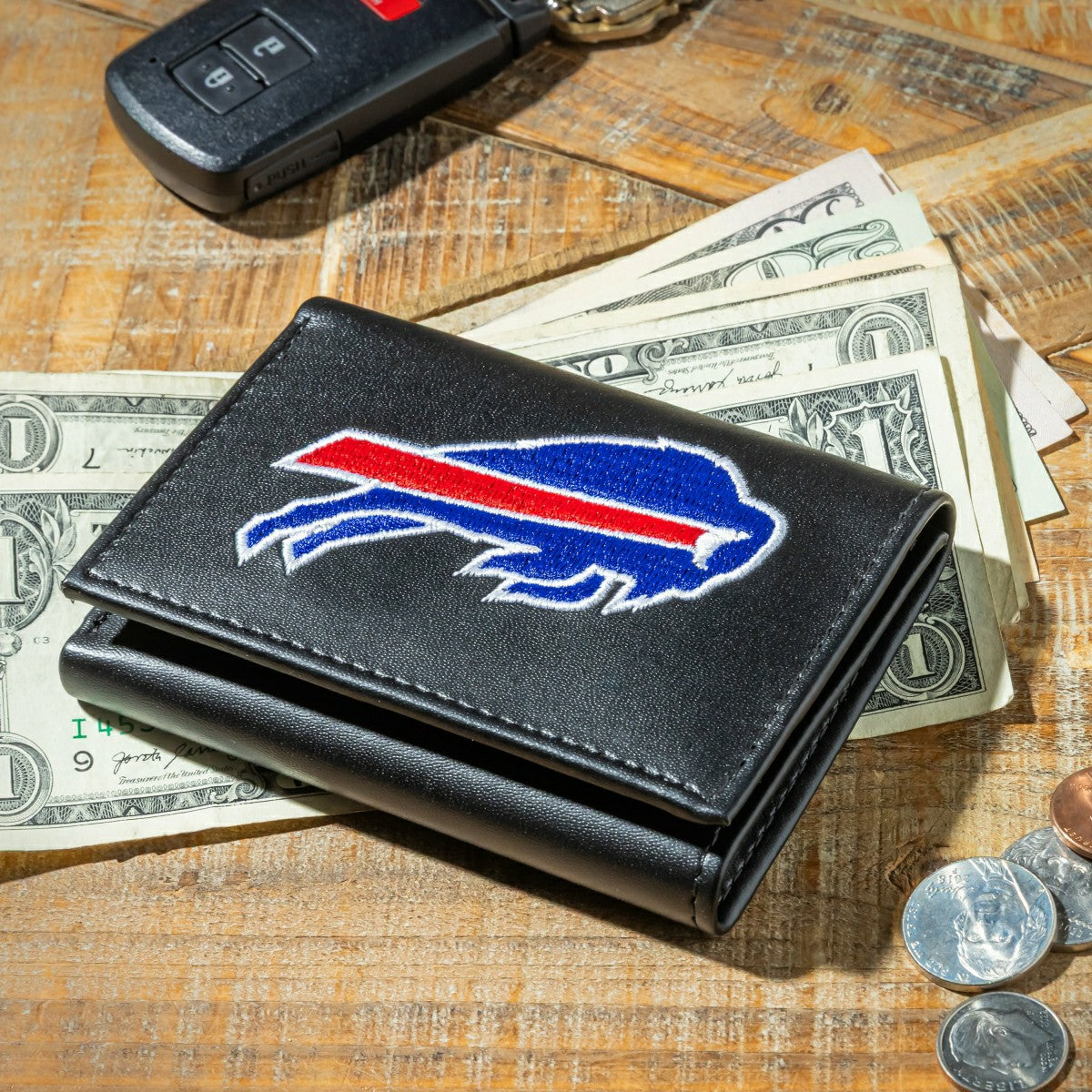 Buffalo Bills Black Tri-Fold Embroidered Wallet - NFL Home