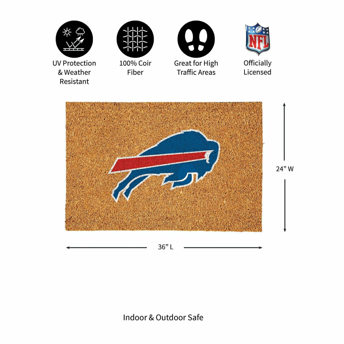 Buffalo Bills Large Full Color Coir Mat, 36"x24" - NFL