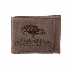 Front Pocket Wallet w/ RFID Blocking, Baltimore Ravens, Brown - NFL Home