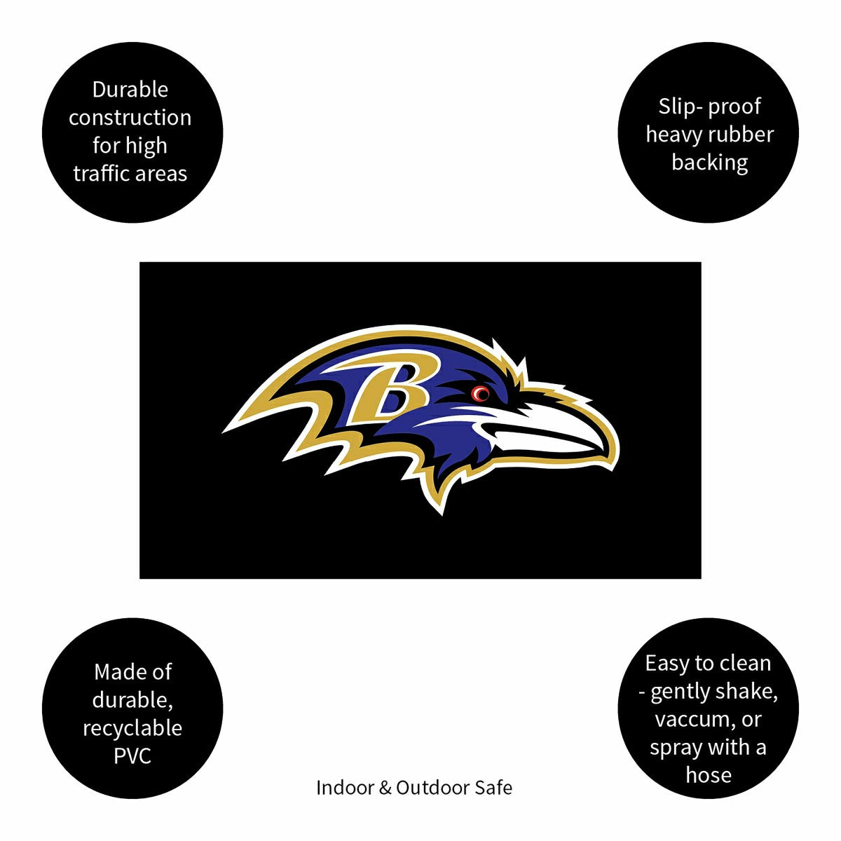 Full Color PVC Mat, 16" x 28", Baltimore Ravens - NFL