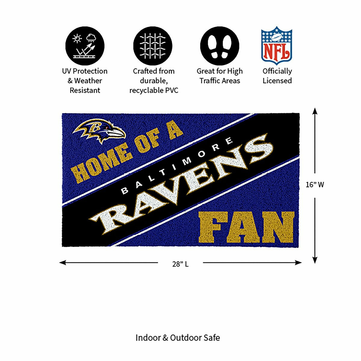Baltimore Ravens, PVC Mat COLOR, Home of a Fan - NFL