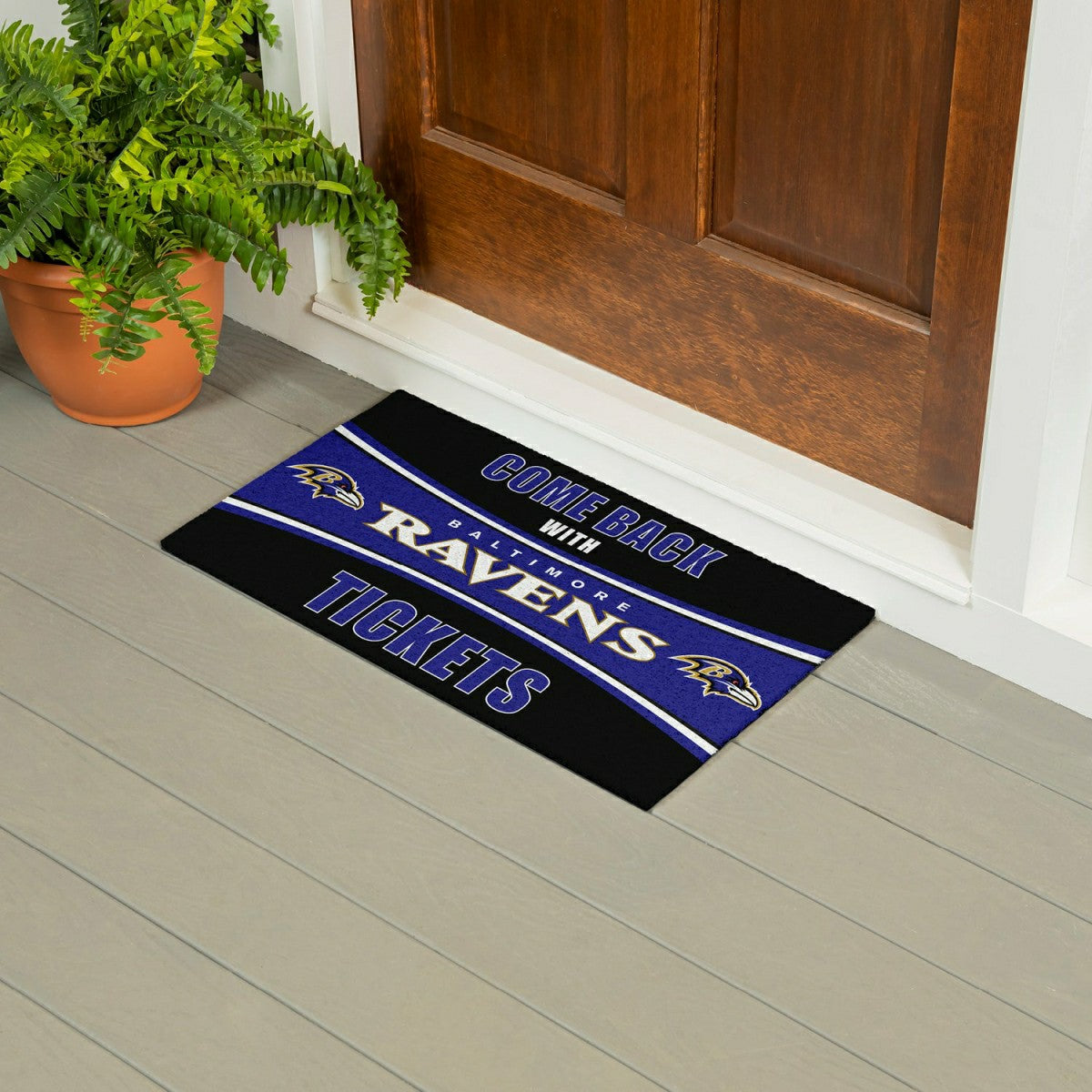28" x 16" PVC Trapper Mat, Come Back with Tickets, Baltimore Ravens - NFL