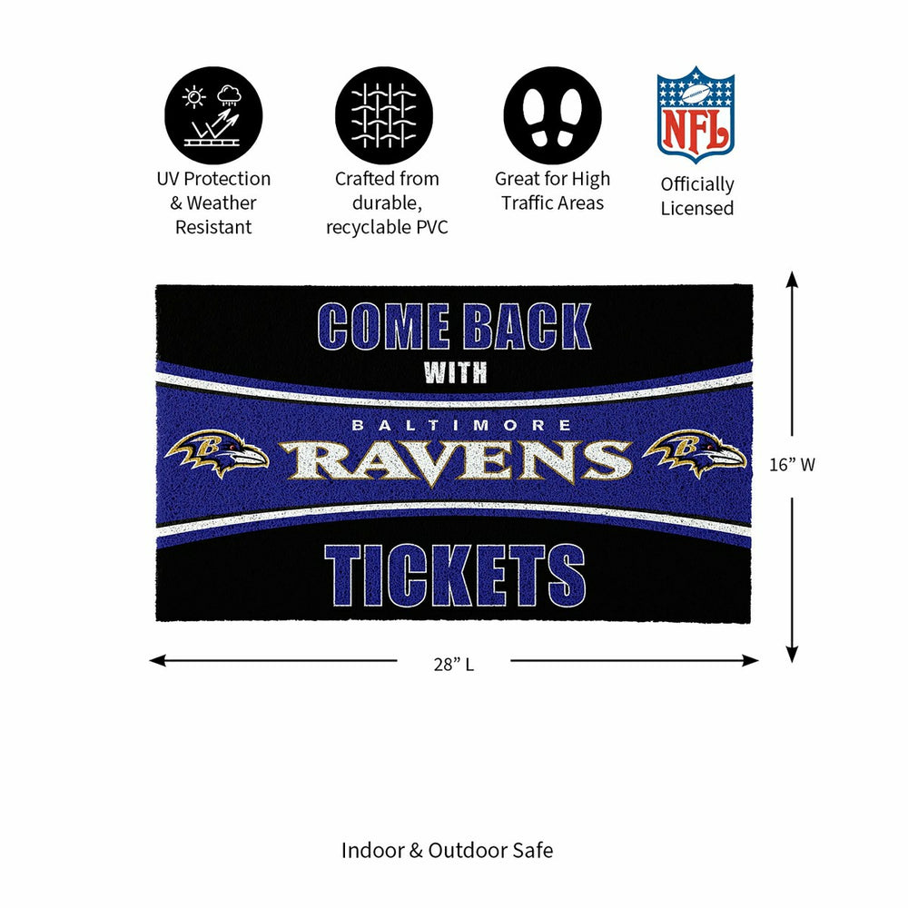 28" x 16" PVC Trapper Mat, Come Back with Tickets, Baltimore Ravens - NFL